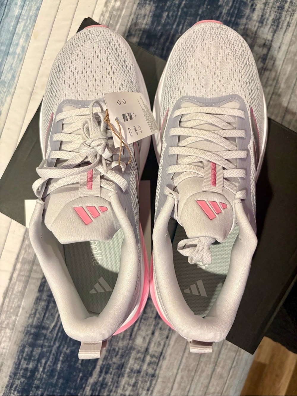 adidas Women’s White & Pink Cushion Run Sneakers - Picture 3 of 5